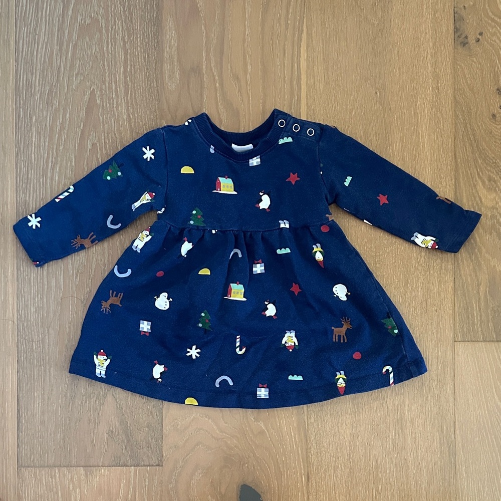 Hanna Andersson Blue Baby Dress with Festive Accents